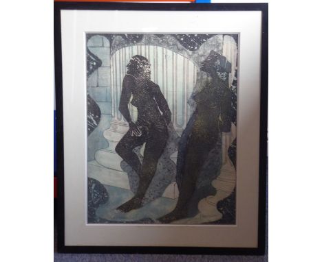 ZOSZYNSKA (20th century), a limited edition (115/160)&nbsp; ebonised framed and glazed colour lithograph 'Ceremonie', signed 