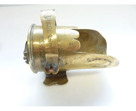 *Trench Art; a First World War brass 18-pounder shell-case in the form of a miniature coal scuttle; naieve rose and leaf engr