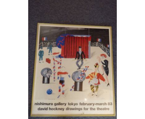 A framed and glazed David Hockney exhibition poster - Nishimura Gallery, Tokyo, February/March '83, the poster as detail from