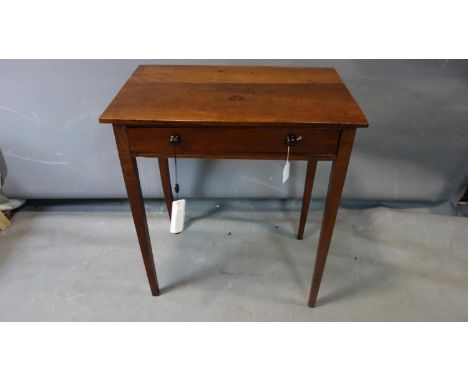 A 19th century fruitwood side table, with single drawer, raised on square tapered legs, H.70 W.62 D.41cm 