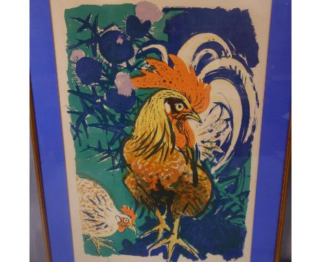 David Koster (British, b.1926), Cockerel and Chicken, print, signed and dated 1961 in pencil to lower right, numbered 9/14, 7