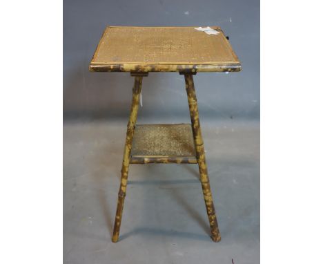 A vintage bamboo and rattan lamp table, H.65 W.41 D.41cm 