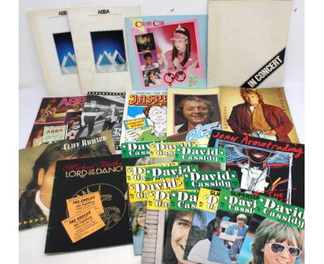 Collection of Music Tour Programmes including 1979 Abba tour including Stafford Concert Ticket and and Abba Magazine. In very