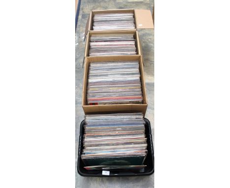 Four boxes of mixed vinyl LP records to include Kate Bush, ELO, Abba, Eagles, Kinks, Michael Jackson, Dolly Parton, John Lenn