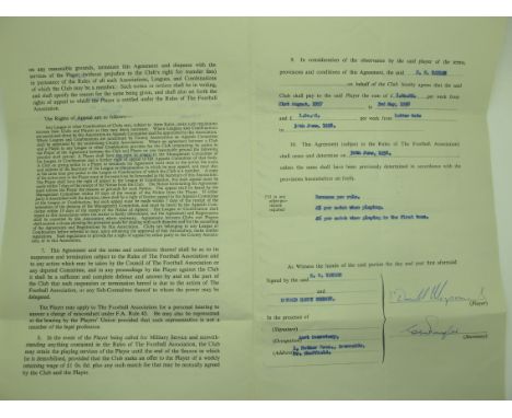 Sheffield Wednesday Players' Contract for Don Megson, for the Season 1957-8, drawn up on behalf of SWFC by Club Secretary E.W