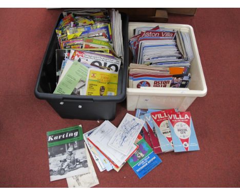 Football Magazines, Music and Gaming Noted, Aston Villa programmes, Cricket and other sports issues:- Two Boxes,