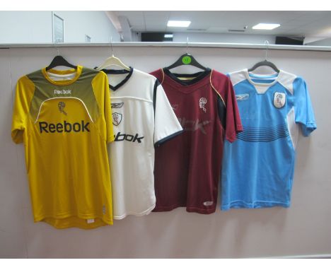 Football Shirts - Bolton Wanderers, each with 'Reebok' logo white home, yellow circa 2008-9, maroon size S, light blue XS (4)