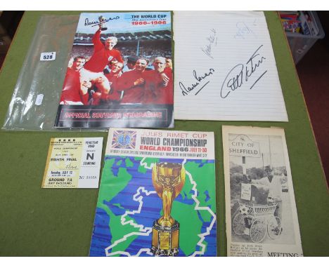 1966 World Cup Ticket for Hillsborough July 12th West Germany v. Swotzerland plus Tournament Brochure, England autographs inc