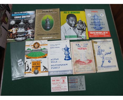F.A Cup Semi Final Programmes, 50-1 Newcastle v. Wolves at Huddersfield (poor) and first match at Hillsborough - (cup image a