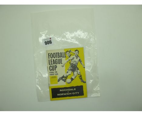 1962 League Cup Final First Leg Programme, Rochdale v. Norwich City, at Spotland, 26th April 1962.