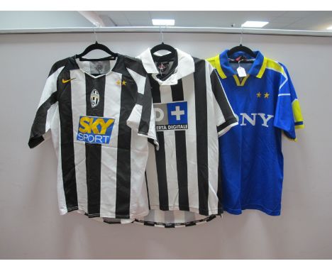 Football Shirts - Juventus, Kappa home 'Liberta Digitale;' logo, blue away 'Sony' logo. Nike home 'Sky Sport' logo, all size 