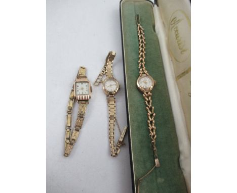 An Accurist gold ladies wrist watch, 21 jewells, Swiss made, with original box together with a Rotary Incabloc gold ladies an