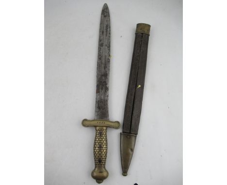 A 19th century French artillery short sword of gladius form, the blade indistinctly signed, the hilt stamped 1265 and 0000 to