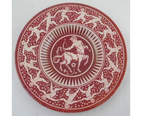 &nbsp;A 19th century William De Morgan ruby lustre circular charger, decorated to the centre with a Centaur, the border with 