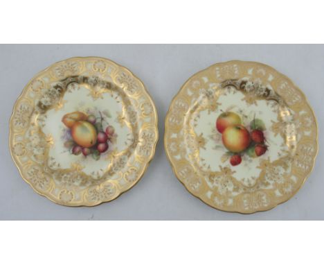 A Royal Worcester plate, the centre decorated with apples and strawberries by Richard Sebright, to a rich gilt boarder, dated