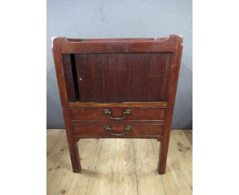 A 19th century mahogany commode, with timbour door, width 22ins, height 31ins