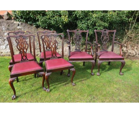 A harlequin set of six Chippendale style dining chairs,&nbsp;