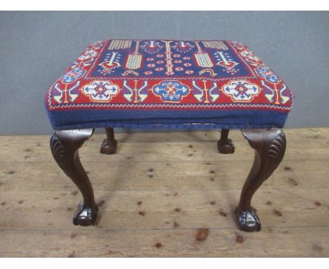 An 18th century Chippendale style stool 17ins x 22ins, height 19ins&nbsp;