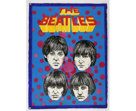 The Beatles - Original hand painted artwork on thick paper by John Judkins, signed and dated 68, flat, 57 x 76 cm. Background