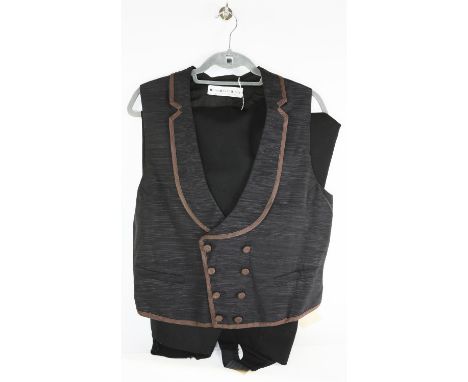 Robin Williams: What Dreams May Come (1998) Heaven fantasy costume. - a black double-breasted waistcoat, trimmed with brown p