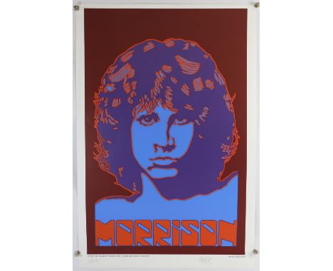 Peter Marsh, Four Pop-Art posters, 1990.- showing Bob Dylan, Jim Morrison, The Beatles and Elvis Presley, these part of a ser