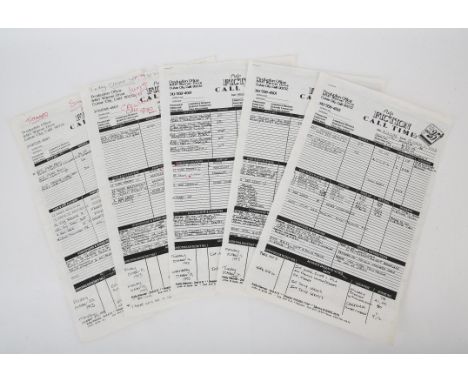 Pulp Fiction (1994) Five Original Film Production Call Sheets, 1993.- 5pp. on printed folio. white sheets as used for filming