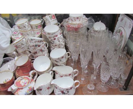 A Royal Worcester Royal Garden pattern part tea and dinner service, together with other part tea sets, drinking glasses etc