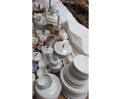 An extensive lot including Japanese part tea and dinner service together with Wedgwood sucker and cover and matching cream ju