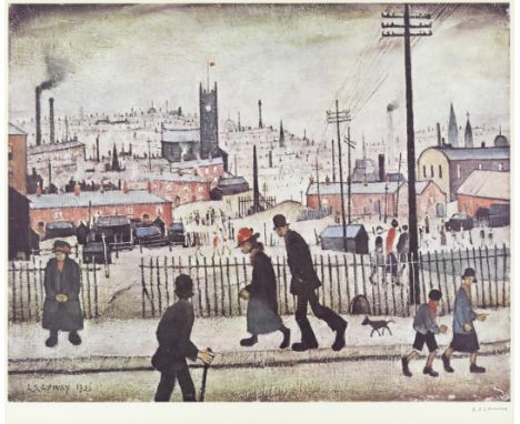 Laurence Stephen Lowry R.A. (British, 1887-1976)View of a Town Offset lithograph printed in colours, 1973, on wove, signed in