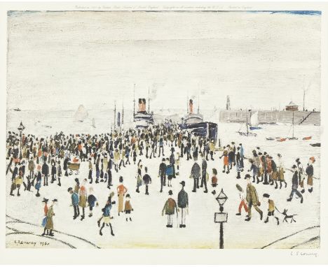 Laurence Stephen Lowry R.A. (British, 1887-1976)Ferry Boats Offset lithograph printed in colours, 1972, on wove, signed in pe