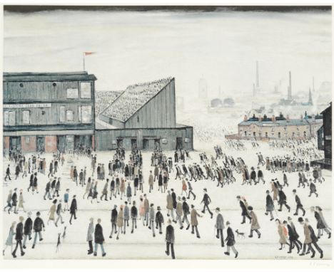 Laurence Stephen Lowry R.A. (British, 1887-1976)Going to the Match Offset lithograph printed in colours, 1972, on wove, signe