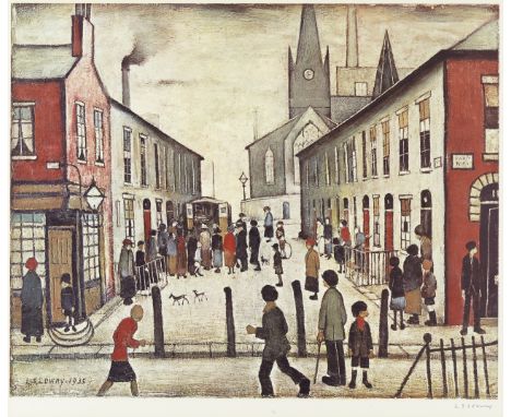 Laurence Stephen Lowry R.A. (British, 1887-1976)The Fever Van Offset lithograph printed in colours, 1972, on wove, signed in 