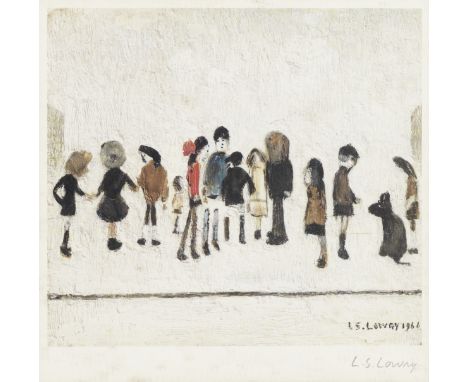 Laurence Stephen Lowry R.A. (British, 1887-1976)Group of Children Offset lithograph printed in colours, on wove, signed in pe