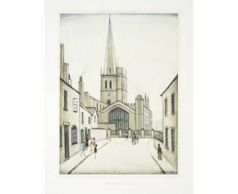 Laurence Stephen Lowry R.A. (British, 1887-1976)Burford Church Offset lithograph printed in colours, on wove, signed and numb