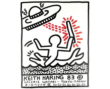 Keith Haring (American, 1958-1990)Galerie Watari Tokyo  Offset lithographic poster printed in colours, 1989, on Japanese pear