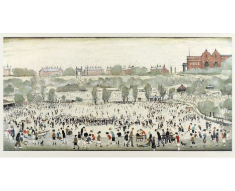 Laurence Stephen Lowry R.A. (British, 1887-1976)Peel Park Offset lithograph printed in colours, 1975, on wove, signed in penc