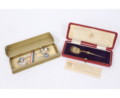 The Coronation of King George VI 1937 - silver gilt anointing spoon (hallmarked 1937), in original fitted box with card and t