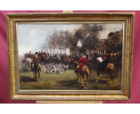Henryk Sariusz Bielski (1865 - 1930), oil on canvas - Continental Hunting scene, signed, in gilt frame, 49cm x 75cm