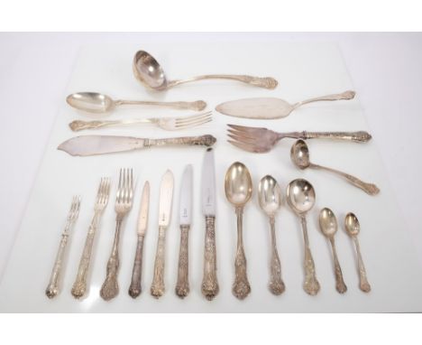 Contemporary Asprey silver rare Bright Vine pattern canteen of cutlery for twelve place settings, in original three-drawer ca