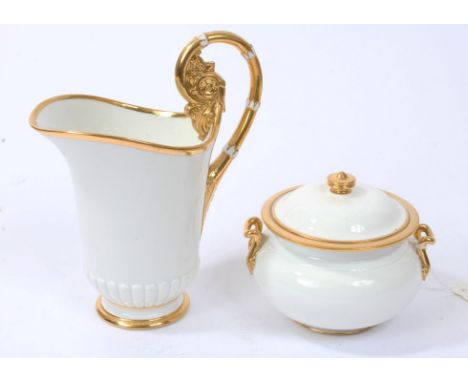 HM King Louis Philippe of France - fine Sèvres helmet-shaped milk jug with gilt scroll handle and white ground with gilt edgi