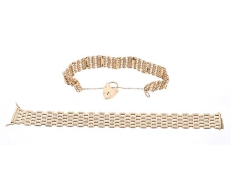 Two 9ct gold gate bracelets CONDITION REPORT Both in good condition.  Total gross weight approximately 44.3 grams
