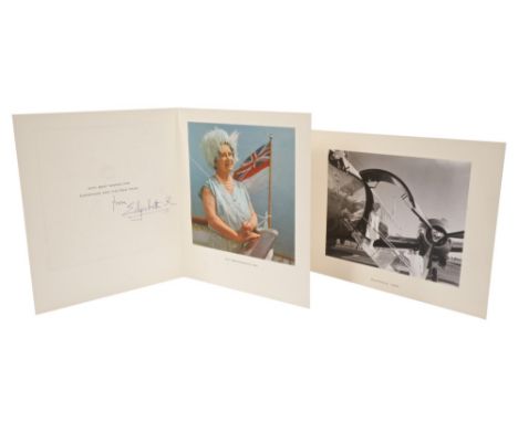 HM Queen Elizabeth The Queen Mother - two signed Christmas cards for 1966 and 1967 - both with gilt embossed crown to cover a