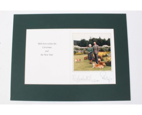 HM Queen Elizabeth II and HRH The Duke of Edinburgh - signed 2001 Christmas card - mounted for framing - with colour photogra