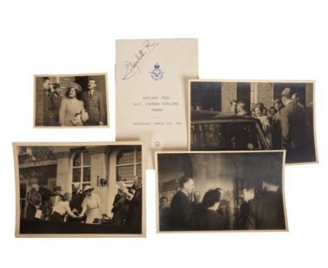 HM Queen Elizabeth (later The Queen Mother) - signed Wartime menu for the Officers' Mess, R.A.F. Station, Topcliffe, Thirk, W