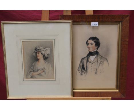 W. Carpenter, mid-19th century watercolour and charcoal portrait of a young man, signed and dated April 1845, 36cm x 27cm, to