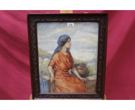 Late 19th / early 20th century English School watercolour and gouache - portrait of a lady in Eastern setting, in glazed Art 