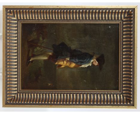 18th century English School oil on board - portrait of a gentleman in tricorn hat, looking out to sea, inscribed verso, frame