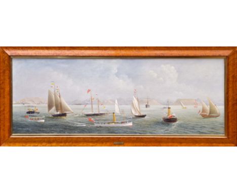 W. Laythorpe, early 20th century oil on canvas - Bombay Port Trust Flotilla. J. R. Dean Esq. Harbour Master, signed and inscr