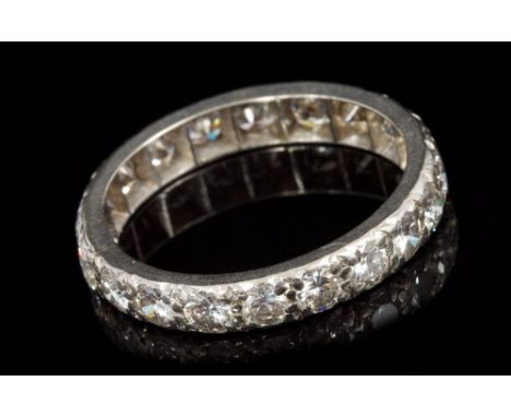 Diamond full band eternity ring, the platinum hoop with twenty brilliant cut diamonds estimated to weigh approximately 2.00 c