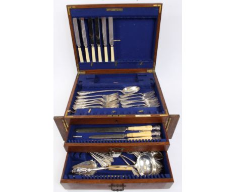 Late 19th / early 20th century part canteen of silver plated single-struck Grecian pattern cutlery - comprising seven dining 